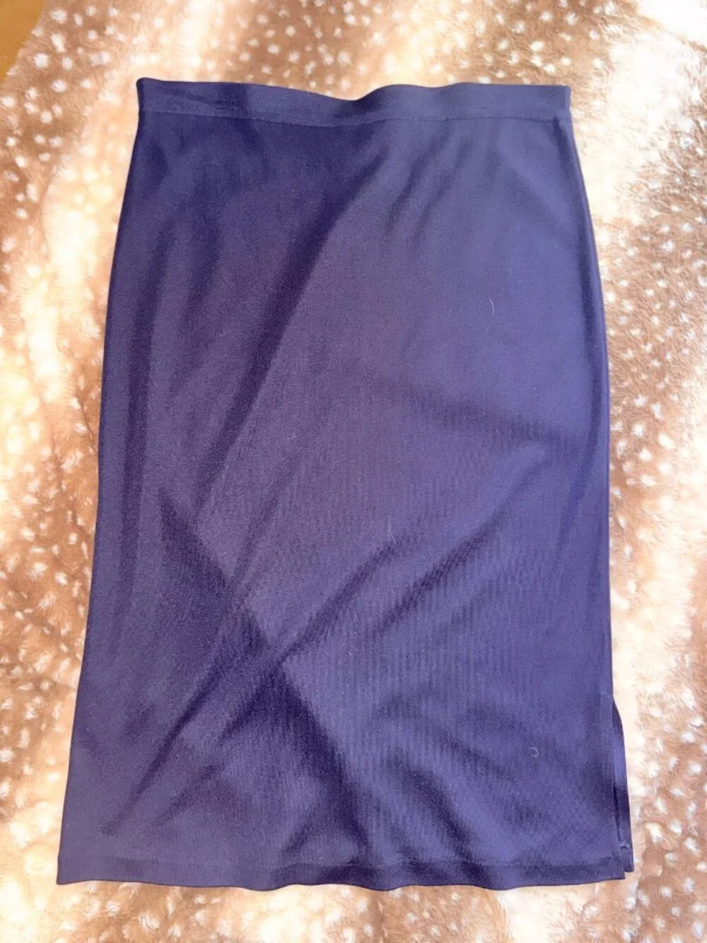 Plus Size 1X Misook Navy Knit Maxi Skirt Side Slit